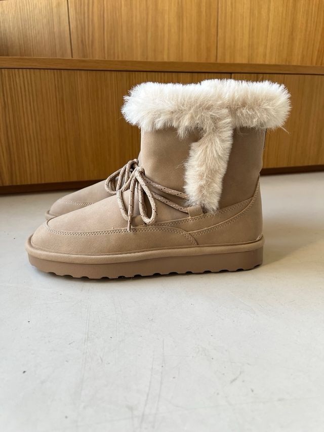 Botines Zara forro pelo beige