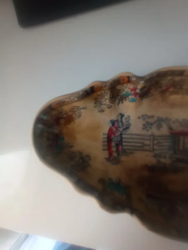 Bandeja cerámica antigua motivos orientales