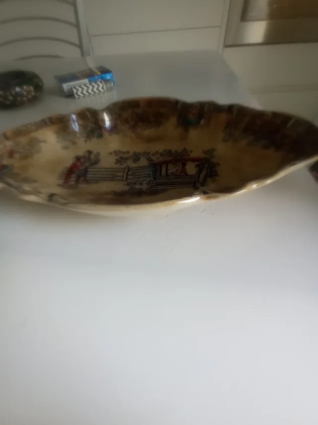 Bandeja cerámica antigua motivos orientales