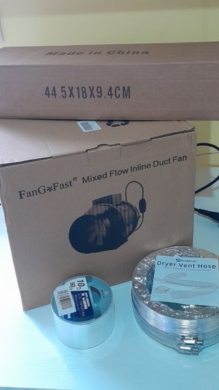 Extractor aire, cinta alum., tubo, placa ventana.
