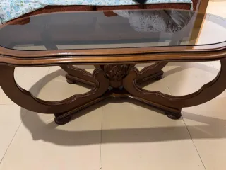 Mesa de centro madera y cristal 120x50cm