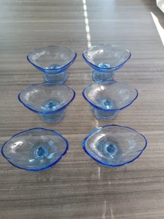 Set 6 Coppette Dessert Vetro Blu