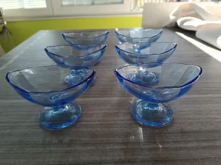 Set 6 Coppette Dessert Vetro Blu