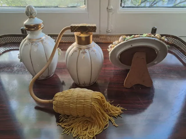 Juego tocador vintage 3 piezas porcelana