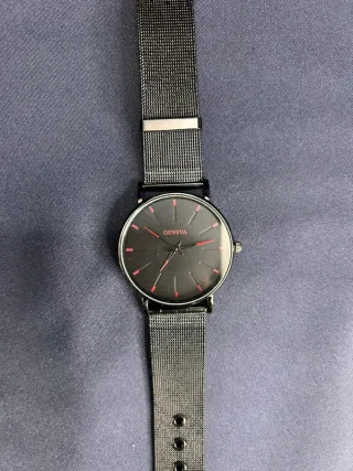 Orologio Geneva Quarzo Maglia Metallica Nero