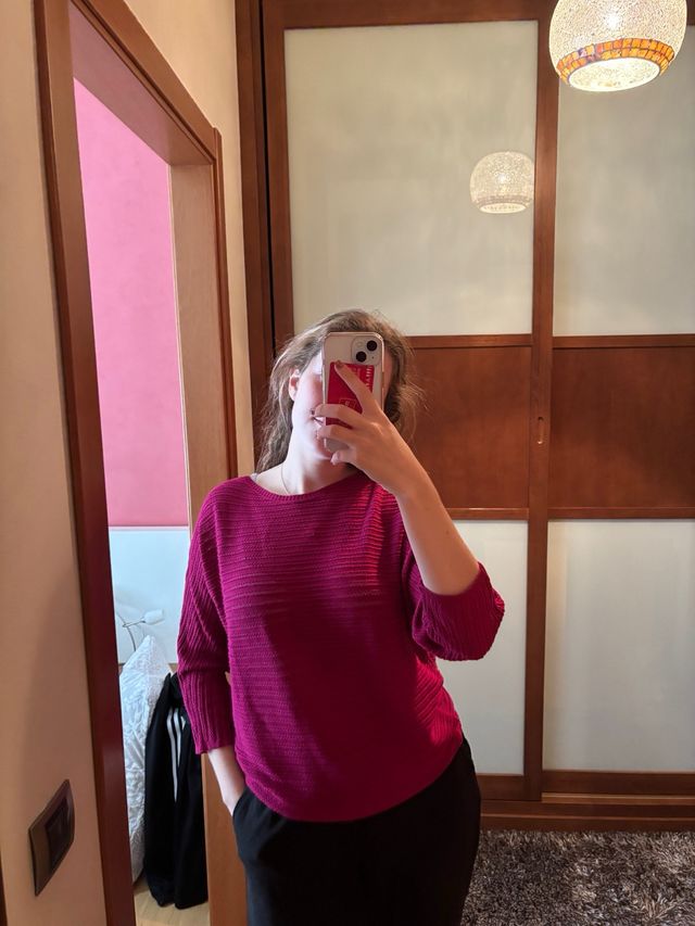 Jersey fino punto rosa talla única