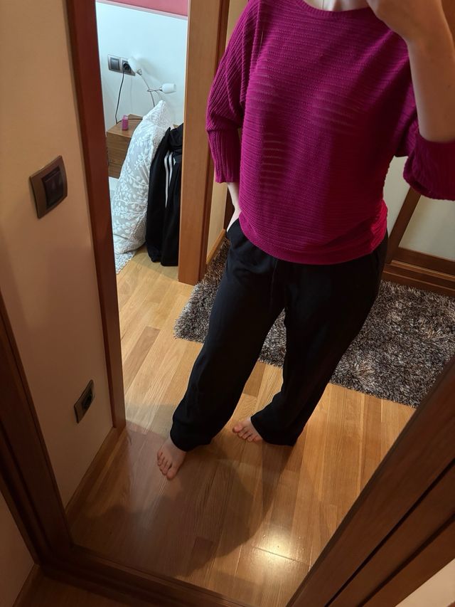 Jersey fino punto rosa talla única