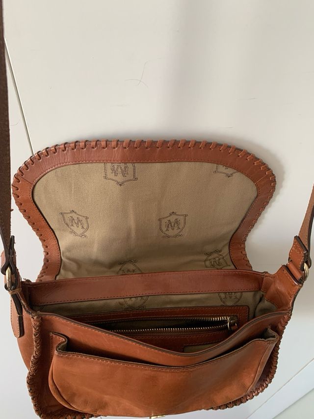 Bolso bandolera Massimo Dutti marrón piel