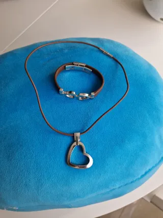 Conjunto Joyería Corazón Collar y Pulsera