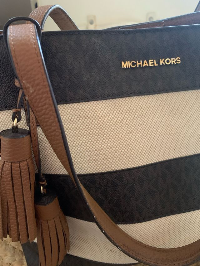 Bolso Michael Kors Rayas Beige/Marrón. 48 cm x 28