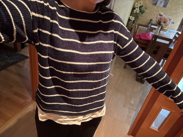 Jersey suave de rayas azul y blanco