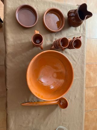 Lote cerámica cocina: cuencos, jarra, tazas