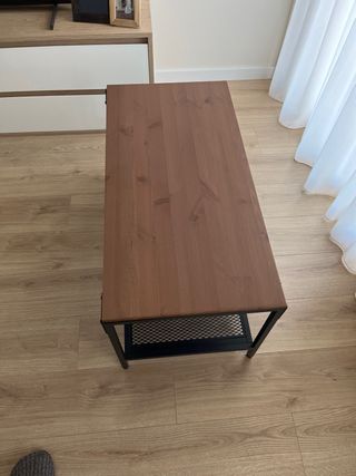 Mesa baja salón Ikea madera y metal