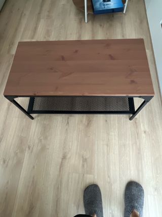 Mesa baja salón Ikea madera y metal