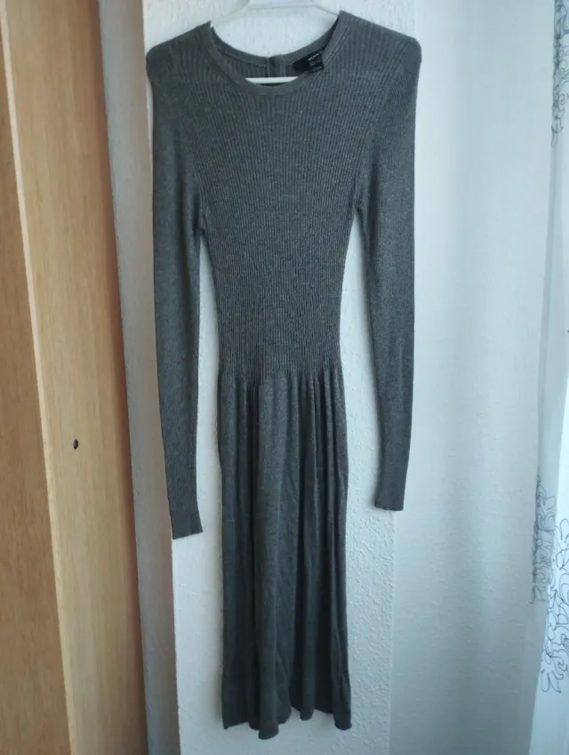 Vestido Mango de angora color visón talla S