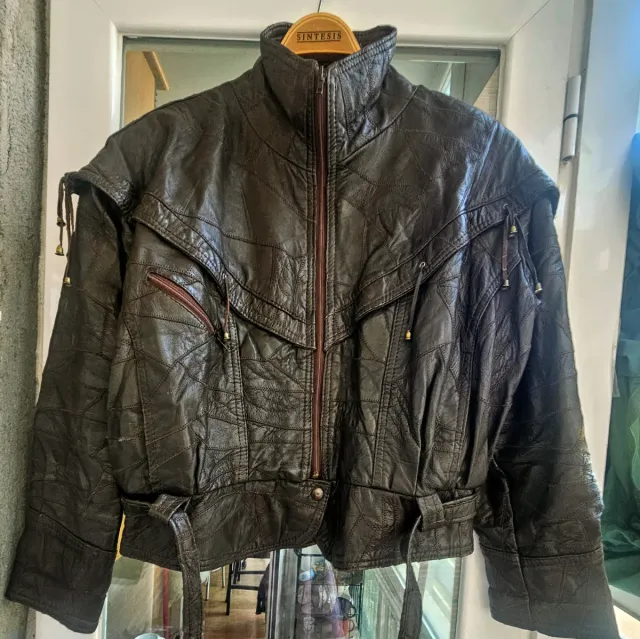 Chaqueta vintage italiana 80s patchwork con flecos