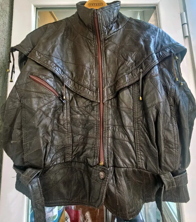 Chaqueta vintage italiana 80s patchwork con flecos