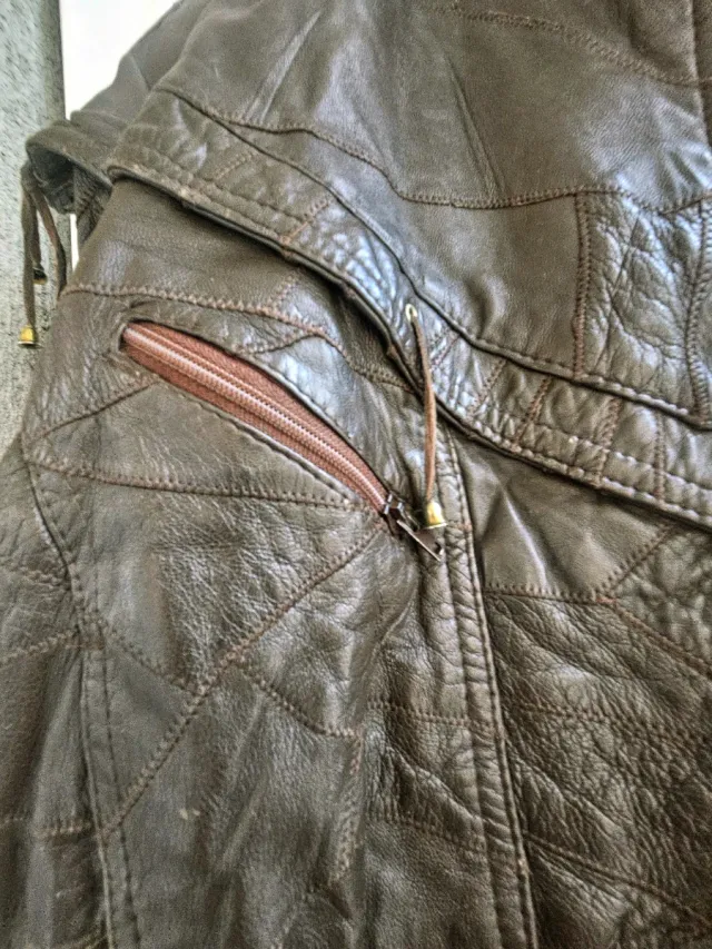 Chaqueta vintage italiana 80s patchwork con flecos