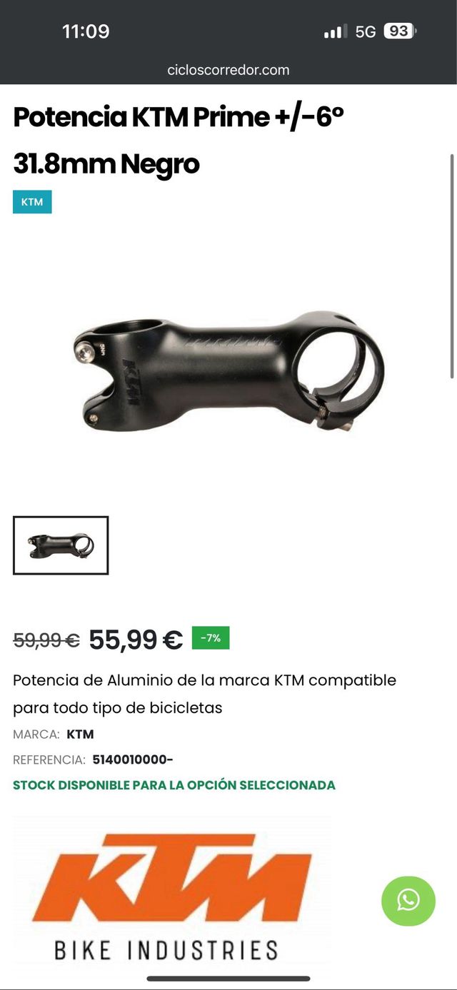 Manillar y potencia KTM Prime Carbon con soporte g