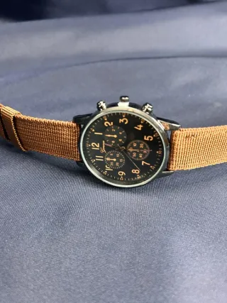 Orologio Geneva Quarzo Tela Marrone Nero