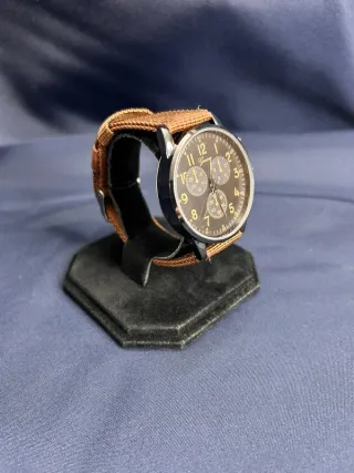 Orologio Geneva Quarzo Tela Marrone Nero