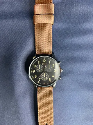 Orologio Geneva Quarzo Tela Marrone Nero