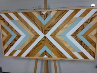 Cabecero madera diseño étnico geométrico