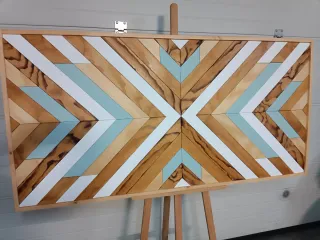 Cabecero madera diseño étnico geométrico