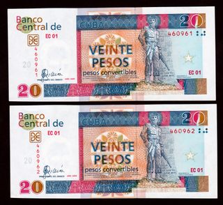 Cuba 20 Pesos Convertibles 2017 UNC/SC Consecutivo
