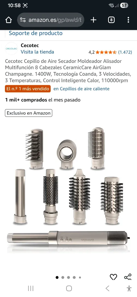 Secador Cecotec 8 cabezales multifunción