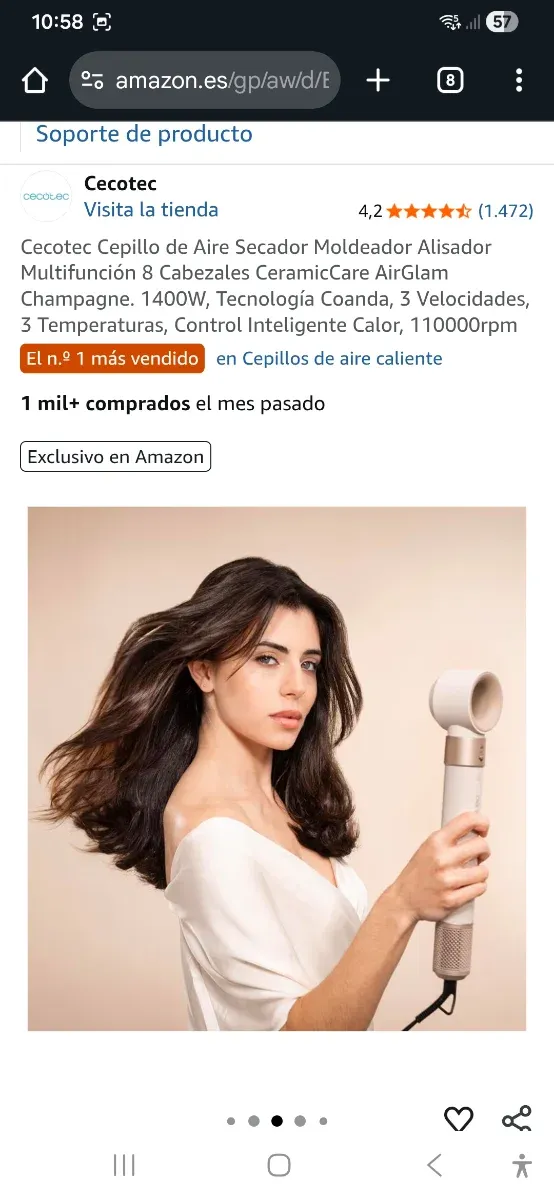 Secador Cecotec 8 cabezales multifunción