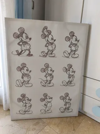 Cuadro Bocetos Mickey Mouse Habitación Infantil