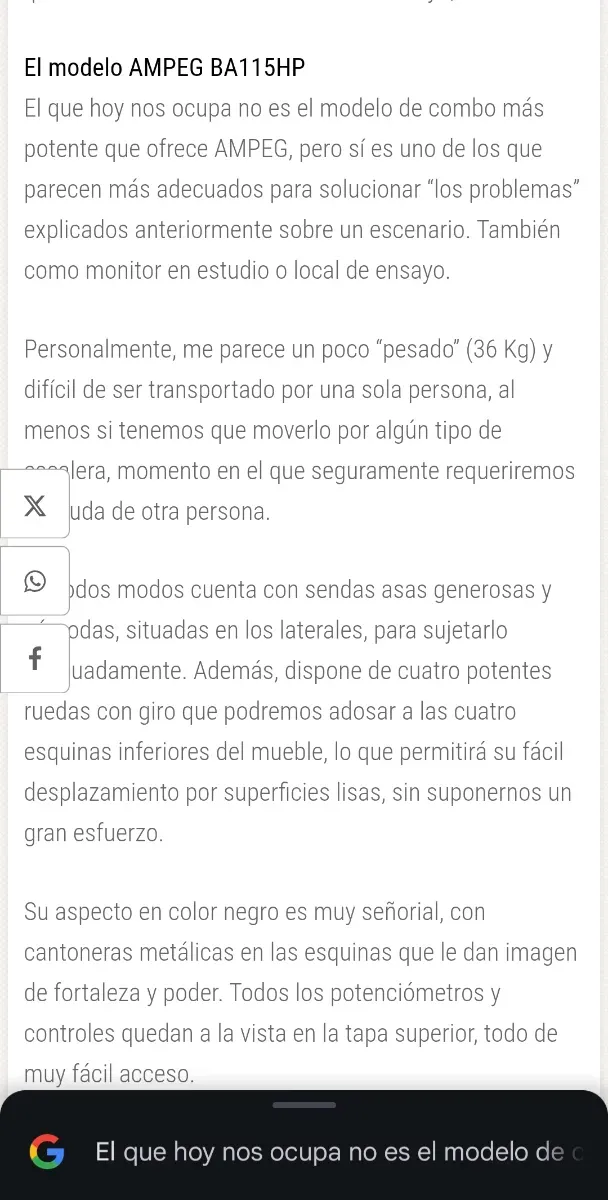 Ampeg BA115HPU Amplificador Bajo