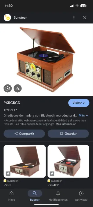 Tocadiscos Sunstech PXRC5CD