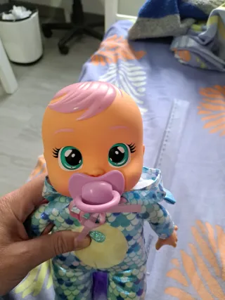 Muñeca Bebé Llorón 26cm Chupete, Llora Sin Ruido