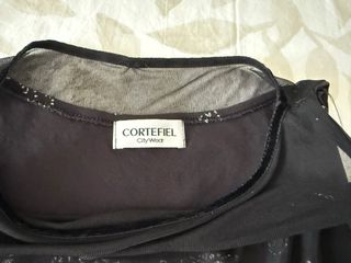 Vestido fiesta CORTEFIEL negro plateado.