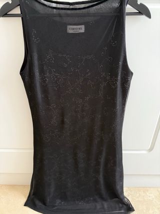 Vestido fiesta CORTEFIEL negro plateado.