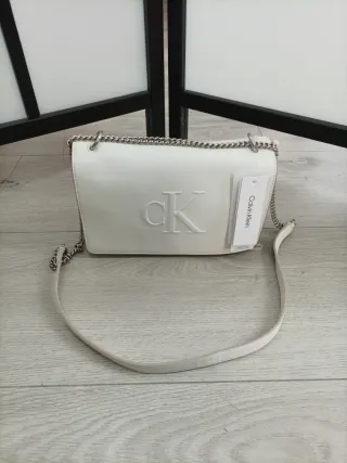 Bolso bandolera Calvin Klein Mujer Blanco Plata
