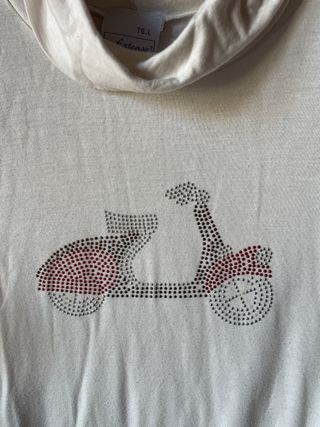 Maglietta collo alto con strass scooter