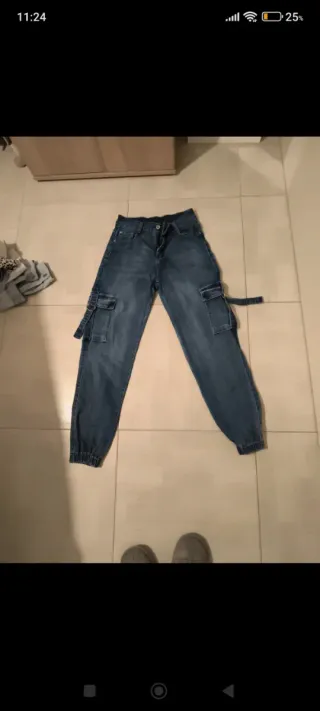 Pantalones Cargo Vaqueros Azules