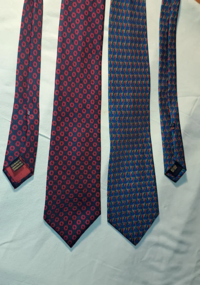 2 Corbatas Seda Luca di Bari Azul/Rojo