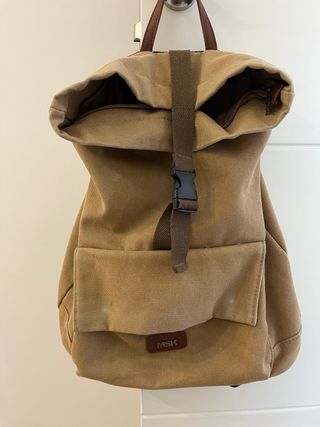 Mochila Misako Lona Beige y Marrón