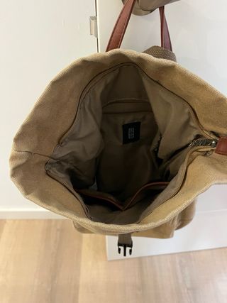 Mochila Misako Lona Beige y Marrón