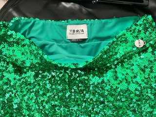 Falda Lentejuelas Verde Talla S Elástica