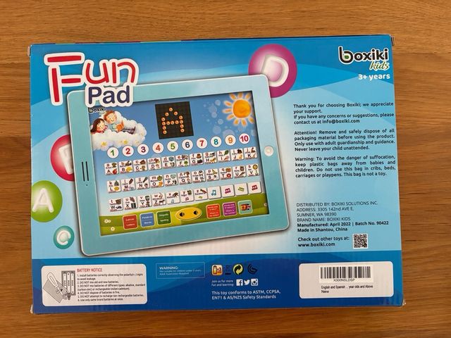 Tablet Educativa Boxiki Bilingüe Español-Inglés