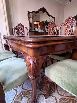 Conjunto mesa y sillas madera de roble, extensible