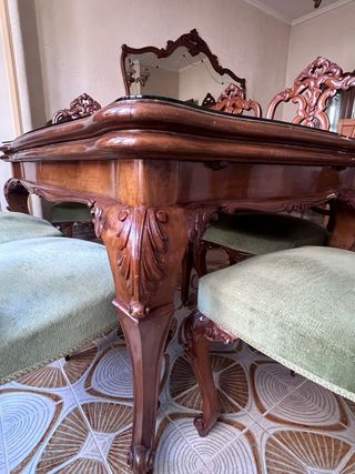 Conjunto mesa y sillas madera de roble, extensible