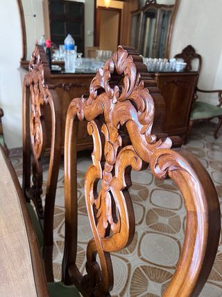 Conjunto mesa y sillas madera de roble, extensible