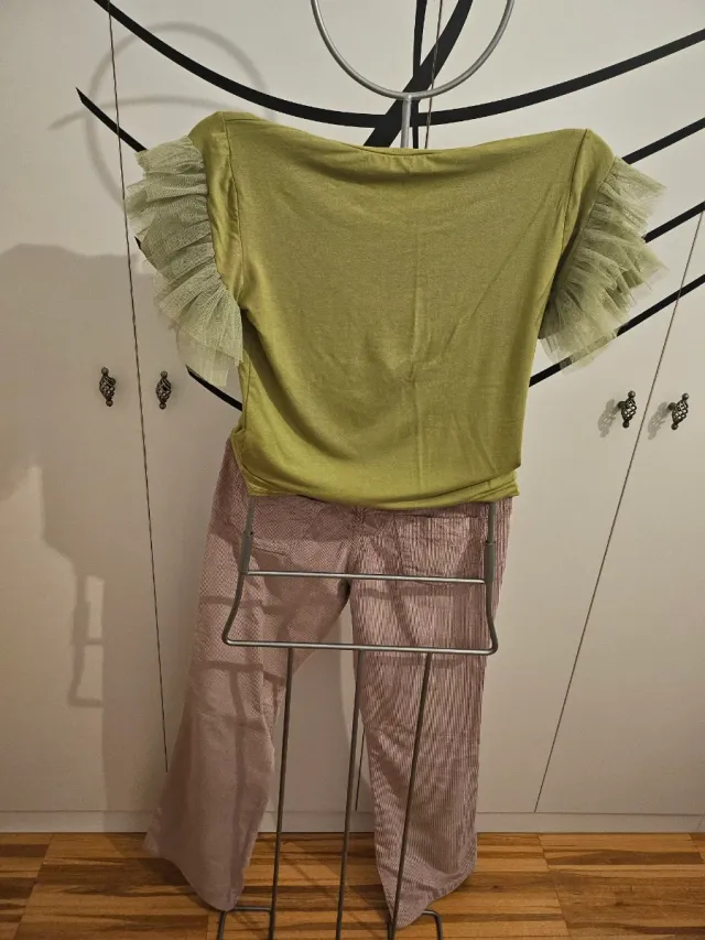 Conjunto Top Verde y Pantalón Rosa