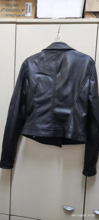 Giacca donna pelle nera ONLY